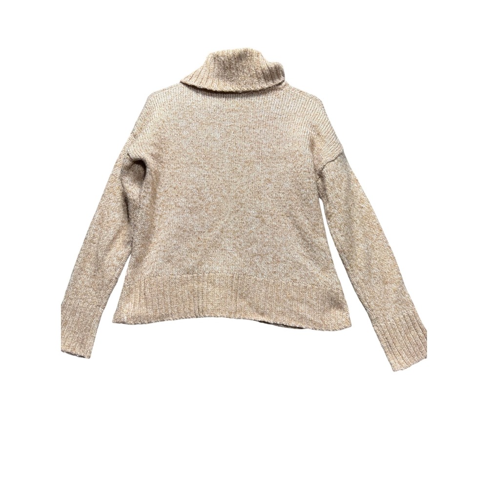 Banana Republic Turtleneck Sweater Women XS Tan Marled Knit Ribbed Trim
